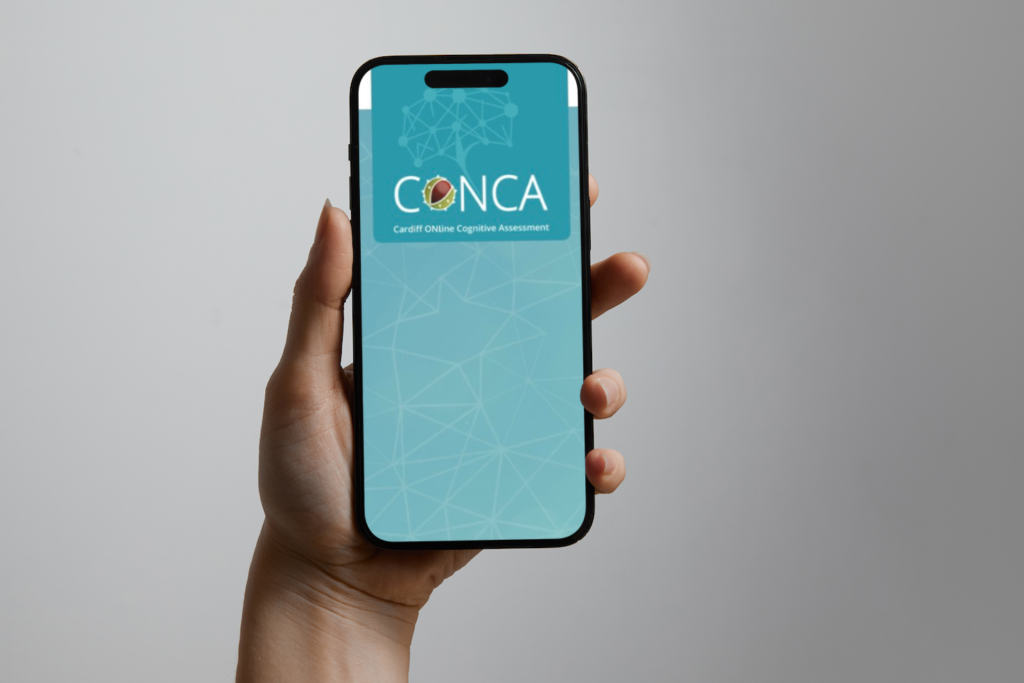 An iPhone displaying the CONCA logo 