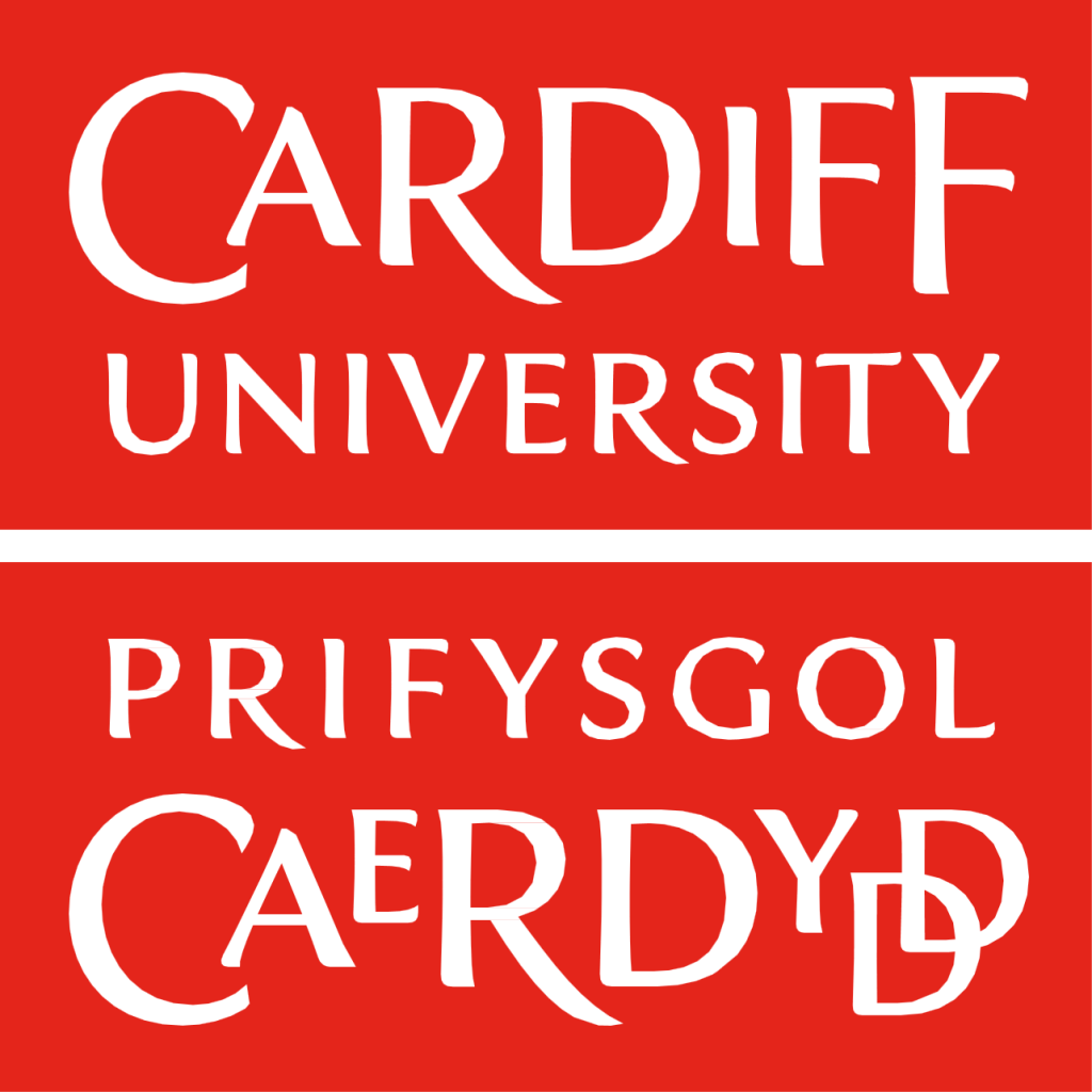 Logo of Cardiff University. Two red rectangles one above the other with white text saying Cardiff University and Prifysgol Caerdydd