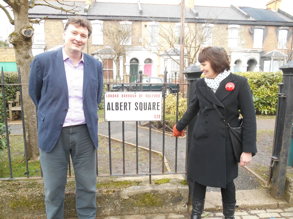 Professor Ian Jones and Dr Dolman on the set of Eastenders.